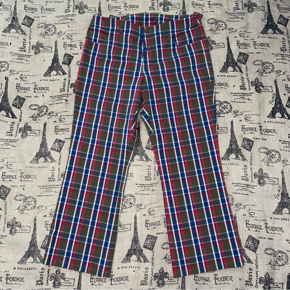 Ralph Ralph Lauren NWOT! Green/Navy/Red Plaid Straight Leg Pant Size 6